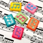 Artistic close-up views of a handcrafted Musical Note Low Shaft Keycaps with a fluid music note, emphasizing its unique design and quality.