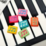 Musical Note Low Shaft Keycaps featuring a fluid music note design, highlighting its handcrafted artistry and unique appeal.