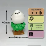 A charming, handcrafted 3D titmouse Squint Eye Bushtit artisan keycap. This whimsical artisan keycap features a playful tiny bird nestled in lush miniature foliage.