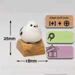 Close-up side view of the whimsical handmade artisan Bushtit keycap, featuring an adorable 3D sculpted bird perched on a rustic log.