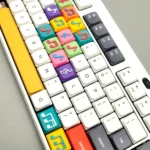 Vibrant handcrafted Two Beam Eighth Note Symbol Keycaps from multiple artistic angles, revealing translucent musical notes and colorful bases.