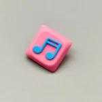 Detailed view of a unique Two Beam Eighth Note Symbol Keycaps, showcasing a vibrant rhythm symbol in translucent resin with a beautiful pink base.
