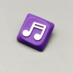 Handcrafted Two Beam Eighth Note Symbol Keycaps with a vibrant purple resin base embedding a musical rhythm symbol.