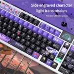 Exclusive Haibara Ai side-printed PBT keycaps set shown from multiple angles, highlighting enigmatic character art, crisp legends, and vibrant backlighting.