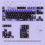 Exclusive Haibara Ai side-printed PBT keycaps set displayed from multiple angles, showcasing the enigmatic character art, subtle side legends, and vibrant design.