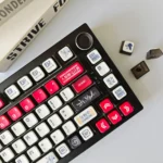 Detailed gallery of Asuka RGB Keycaps Set, showcasing vibrant EVA anime legends, translucent sides, and radiant RGB design from multiple playful angles.