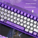 Aurora Keycaps Set gallery. Vibrant pearlescent metallic set with shimmering cosmic purples and blues, featuring a futuristic high-gloss aurora finish.