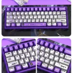 Aurora Keycaps Set: A vibrant pearlescent metallic set showcasing cosmic purples and blues with a futuristic high-gloss finish.