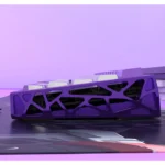 Vibrant electric purple and blue Aurora Keycaps set shimmer with a pearlescent metallic finish, embodying a dynamic cosmic aurora theme.