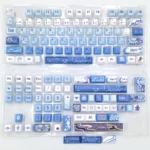 Artistic gallery of the Ayato Genshin Impact custom keycap set, highlighting its elegant character details and exclusive craftsmanship from all sides.