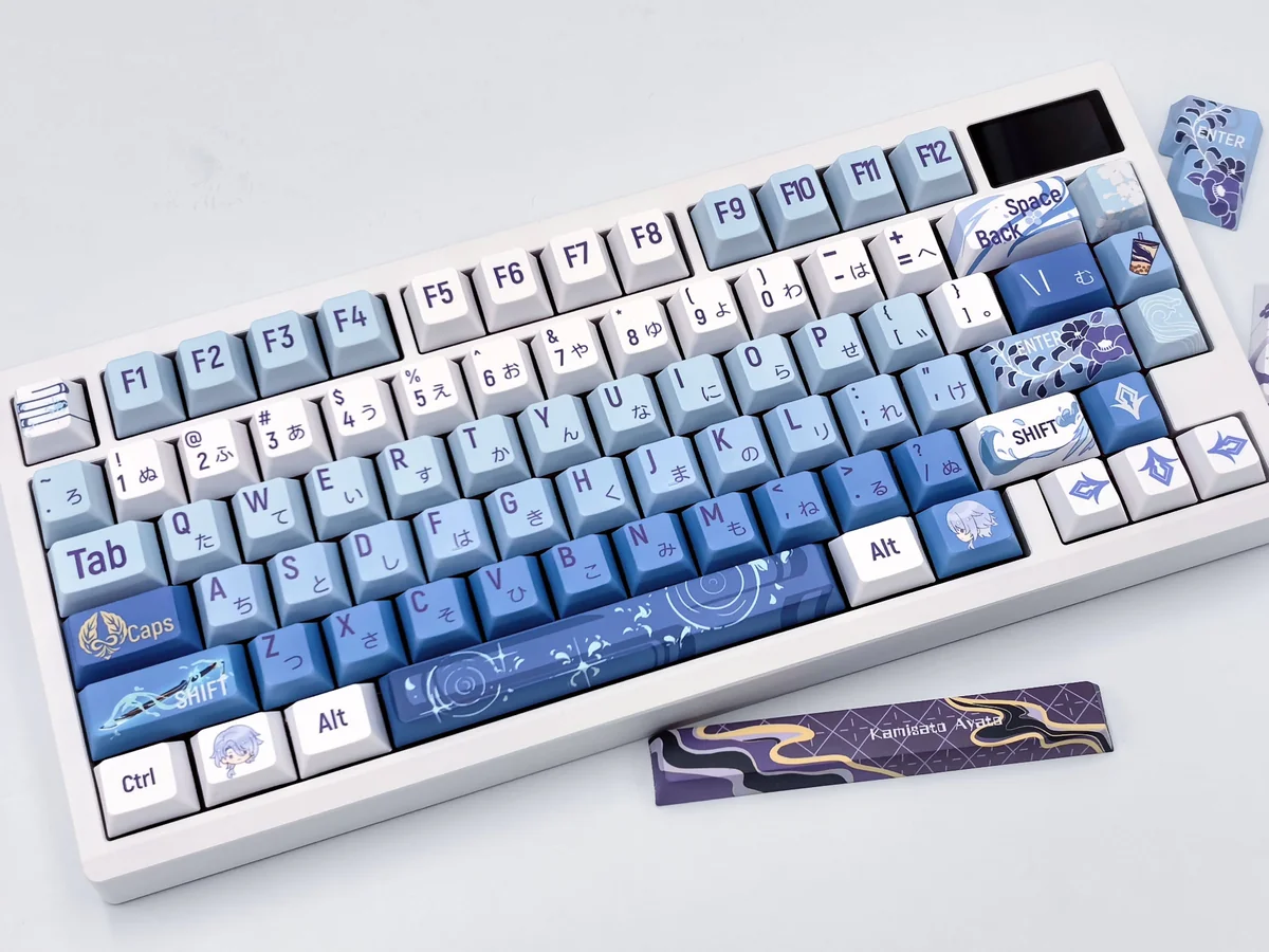 Exclusive Genshin Impact Kamisato Ayato custom Ayato keycap set, beautifully crafted with elegant character-inspired design showcasing his iconic aesthetics.