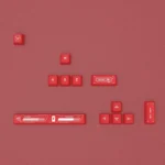 Distinctive Biohazard PBT Supplement Keycaps Set gallery: various angles reveal vibrant red and yellow toxic motifs on a dark base, unleashing premium artistic style.