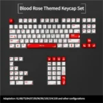 This Blood Rose Keycaps Set variant showcases a shimmering gothic pearlescent metallic finish in a small, elegant set, evoking dark romance.