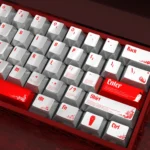 A collection of Blood Rose Keycaps Set, showcasing their unique pearlescent metallic finish and dark gothic elegance from various angles.