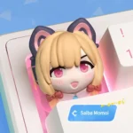 Exclusive Saiba Momoi Blue Archive artisan keycap, featuring a vibrant, stylized anime character head with handcrafted detail.