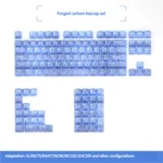 Premium blue forged carbon PC keycaps set, showcasing exclusive texture and crisp top-printed legends. This modern, sleek design elevates any custom keyboard.