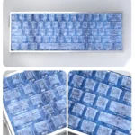 Exclusive blue forged carbon keycaps set, showcasing its dynamic texture, sleek modern design, and crisp side-printed legends for a premium aesthetic.