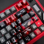 Exclusively crafted Boothill dual-tone keycap set viewed from multiple angles, highlighting its sophisticated, philosophically inspired design.