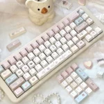 Full layout of the Whimsical Dessert Party Bunny 147-key Cherry profile mechanical keycap set, showcasing adorable pastel bunnies and charming dessert design.