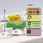 Whimsical Bushes Couple Cockatiel artisan keycap, handcrafted with intricate 3D sculpting and delicate floral details from a unique perspective.