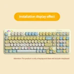 Adorable Butter Bear PBT Dye-Sub keycap set, showcasing its whimsical design and warm yellow tones from various angles.