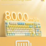 Butter Bear mechanical keyboard: Whimsical compact design, interactive display, scroll wheel, and premium customizable features from all angles.