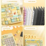 Adorable Butter Bear mechanical keyboard with premium customizable features, compact design, interactive display, and functional scroll wheel.