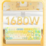 Adorable Butter Bear Mechanical Keyboard featuring premium Phantom Purple switches, known for their satisfying mahjong sound, in its whimsical compactible setup.