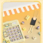 Butter Bear mechanical keyboard with vibrant mint switches, delivering a crisp firecracker sound. This premium, playful custom keyboard offers a unique design.