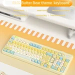 Adorable Butter Bear Mechanical Keyboard main image, showcasing its compact design with an interactive display and scroll wheel, highlighting premium design.