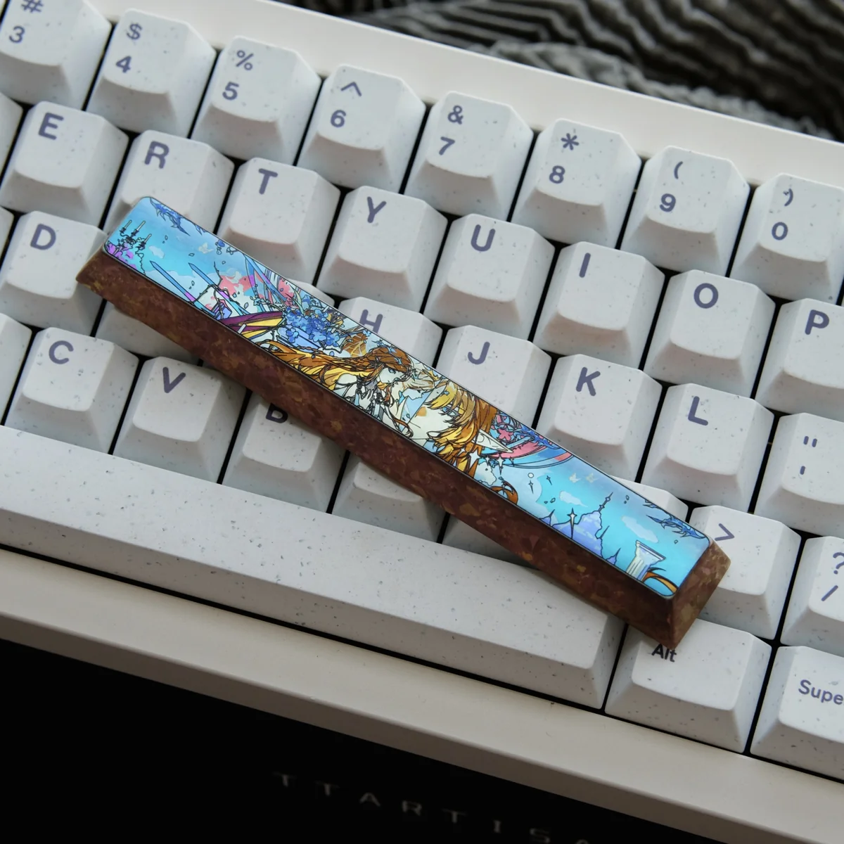 Gallery of the aerospace-grade Cartethyia Space Key keycap from different angles, emphasizing its sleek industrial design and unrivaled strength.