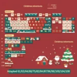 Whimsical Christmas Adventure PBT keycaps set with vibrant dye-sublimated snowy landscapes and festive holiday characters. Durable and playful.