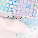 Playful Cinnamoroll PBT dye-sub keycap set in MOA profile, featuring the charming big-eared puppy design with soft blue and white pastel colors.