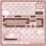 Coffee Whisper MOA-like PBT keycaps set in a warm palette, featuring a smooth, opaque, rounded spherical profile for durable, elegant typing.