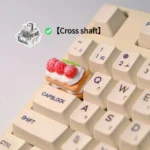 Detailed views of the handcrafted Cream Raspberry Layer TAB keycap, highlighting its intricate raspberry and cream layers, premium artisan craftsmanship.