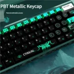 Detailed Cthulhu keycaps set in pearlescent PBT for magnetic switch keyboards, showcasing the shimmering finish and otherworldly motifs from various views.