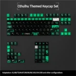 Keycap set of Cthulhu keycaps, featuring a dark, ancient, pearlescent metallic finish, optimized for magnetic switch keyboards.