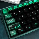 Angled Cthulhu PBT keycap set showcasing its pearlescent finish and dark, otherworldly motif, specifically crafted for magnetic switch keyboards.