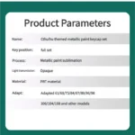 Details of Cthulhu pearlescent PBT keycaps set for magnetic switch keyboards, detailed from various angles. Showcases otherworldly motifs and a shimmering metallic finish coating.