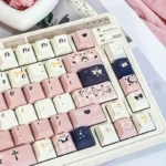 Close-up view of the Cupid The Poetry elegant PBT keycap set, highlighting its romantic classical aesthetic, delicate legends, and durable PBT material.