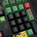 Exclusive Damian Wayne Robin artisan keycap set gallery, showcasing intricate superhero detailing and vibrant comic book art from various premium angles.