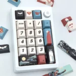 Multiple angles of the exclusive handcrafted DC Comics Superman-Batman artisan keycap set, showcasing its iconic superhero artistry and intricate details.