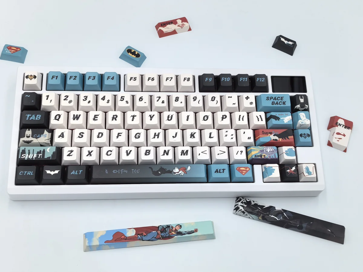 Main image of an exclusive handcrafted DC Comics Superman-Batman artisan keycap set, showcasing intricate superhero artistry for keyboard enthusiasts.