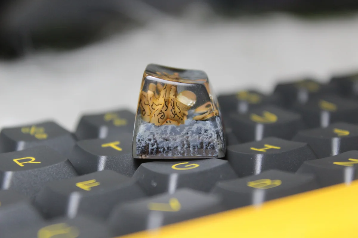 Detailed views of the exclusive handcrafted Naruto Demonic Statue of the Outer Path artisan keycap, revealing its dark, formidable sculpting and ancient, powerful aesthetic.