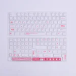 Close-up of premium Designer PBT keycaps set, showcasing crisp dye-sub legends and a modern two-tone design optimized for vibrant backlight compatibility.