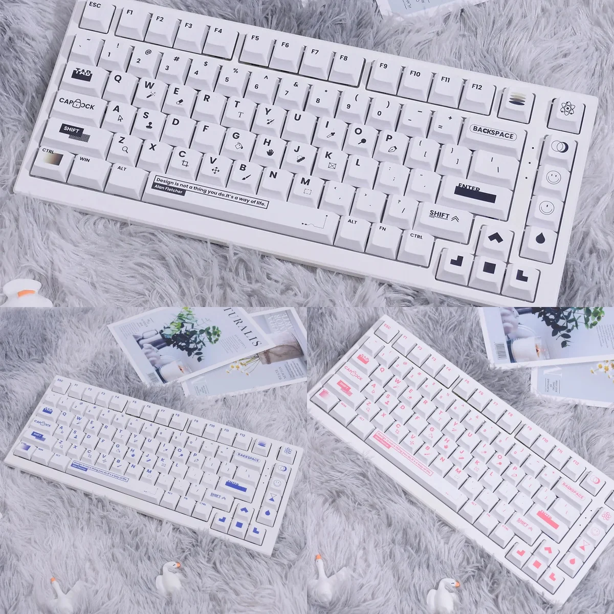 Premium Stylish Designer PBT keycaps set: modern two-tone design with crisp legends, perfectly backlight-compatible for an enhanced aesthetic.