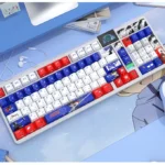 Iconic Detective Conan PBT keycaps set with a sleek, mysterious aesthetic, featuring illuminating side-printed legends for a unique glow.