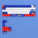 Iconic Detective Conan PBT keycaps set with a sleek, mysterious aesthetic, featuring illuminating side-printed legends for a unique glow.