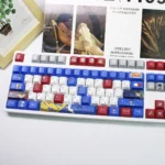 Playful Detective Conan PBT keycaps set, vibrant with iconic anime characters and diverse profiles for an epic keyboard.
