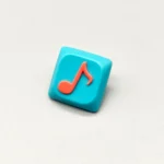 A vibrant, handcrafted Eighth Note Symbol Keycaps featuring a translucent blue base with an elegantly embedded eighth note, from the Symphony collection.